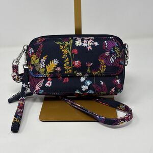 Vera Bradley Midnight Wildflowers RFID All-in-One Crossbody Wallet Floral Zip